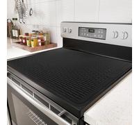 Stove Top Cover for Electric Stove- Food Grade Ceramic Stove top Cover,Silicone XXL Dish Drying Mat, Glass Cooktop Covers, Flat RV Range top Mats (Black)