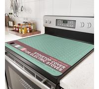 Stove Top Cover for Electric Stove - Food Grade Ceramic Stove top Cover, Silicone XXL Dish Drying Mat, Glass Cooktop Covers, Flat RV Range top Mats (Green,30x21)