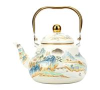 Stove Top Enamel Tea Kettle, Floral Design Steel Teapot, Vintage Hot Water Boiling Pot for Induction, Gas Stove(E,2L)