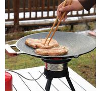 Stove Top Grill Pan | Frying Pan with Handles - Portable BBQ Griddle for Grilling Fry Saute Kitchen Outdoor Barbecue Camping Trip Travel Indoor Cooking