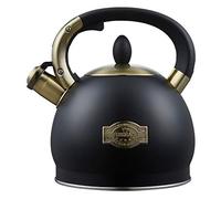 Stove Top Whistling Tea Kettle- Stainless Steel Teakettle Teapot with Ergonomic Handle 2.6 Quart(Black)