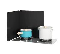 Stove Windscreen Folding Stainless Steel Splatter Guard,Grease Splatter Guard, Stove Splash Guard,Grease Shield Nonstick Oil,Backsplash Behind Stove, Splatter Screen For Frying Pan (Noir 2 sides