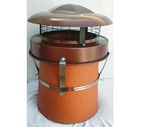 StoveMaestro Anti downdraught chimney pot cowl bird guard Terracotta colour, strap fix