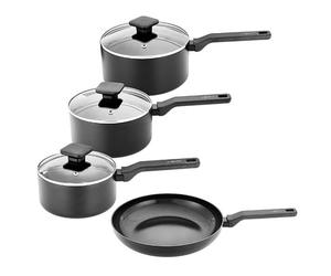 Stoven Noir 4 Piece Saucepan Set with 28cm Frying Pan