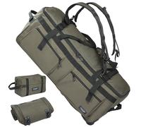 STOVER 100L U-Zip Rolling Duffel Bag with Wheels, X-Large Durable Travel Duffle + Toiletry Bag, Heavy Duty, Packable with Shoulder Straps- Use as Luggage or Backpack (Green)