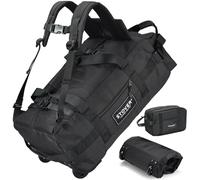 STOVER Carry on Rolling Backpack for Men Women, Heavy Duty Luggage Wheeled Travel Backpack + Toiletry Bag (Black)