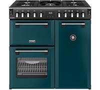 Stoves Richmond DX 90DF 90cm Dual Fuel Range Cooker with Gas Hob - Deep Marine - A Rated, Green