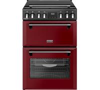 Stoves 60cm wide Double Oven Dual Fuel Richmond DX MRA 60DF Mini Range Cooker - Garnet Red - A