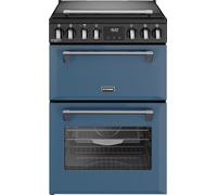 Stoves 60cm wide Double Oven Richmond DX MRA 60Ei RTY Mini Range Electric Cooker with Induction Hob - Twilight Blue - A/A Rated, Blue