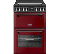 Stoves 60cm wide Double Oven Richmond DX MRA 60Ei RTY Mini Range Electric Cooker with Induction Hob - Garnet Red - A/A Rated, Red