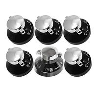 Stoves Gas Hob Oven Cooker Knobs Flame Control Switch (Pack of 6, Black/Silver)