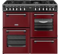 Stoves Richmond Deluxe 100DF 100cm Dual Fuel Range Cooker with Gas Hob - Garnet Red - A Rated, Red