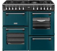 Stoves Richmond Deluxe 100DF 100cm wide Dual Fuel Range Cooker with Gas Hob - Deep Marine - A Rated