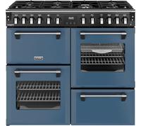 Stoves Richmond Deluxe 100DF 100cm wide Dual Fuel Range Cooker with Gas Hob - Twilight Blue - A Rated