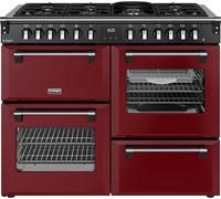 Stoves Richmond Deluxe 110DF 110cm wide Dual Fuel Range Cooker with Gas Hob - Garnet Red - A Rated, Red