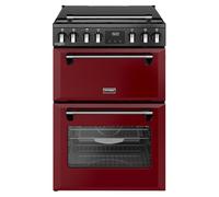Stoves 60cm wide Double Oven Dual Fuel Richmond DX MRA 60DF Mini Range Cooker - Garnet Red - A/A Rated