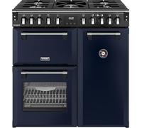 Stoves Richmond Deluxe 90DF 90cm wide Dual Fuel Range Cooker with Gas Hob - Midnight Blue - A Rated