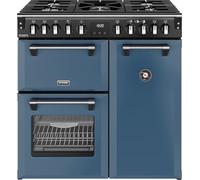 Stoves Richmond Deluxe 90DF 90cm wide Dual Fuel Range Cooker with Gas Hob - Twilight Blue - A Rated