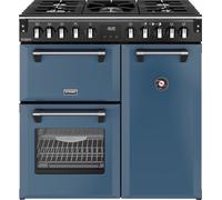 Stoves Richmond Deluxe 90DF 90cm wide Dual Fuel Range Cooker with Gas Hob - Twilight Blue - A Rated