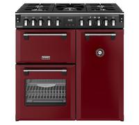Stoves Richmond Deluxe 90DF 90cm wide Dual Fuel Range Cooker with Gas Hob - Garnet Red - A Rated