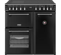 Stoves Richmond Deluxe 90Ei RTY 90cm wide Electric Range Cooker with Induction Hob - Black - A/A/A Rated, Black
