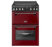 Stoves 60cm wide Double Oven Dual Fuel Richmond DX MRA 60DF Mini Range Cooker - Garnet Red - A/A Rated