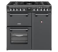 Stoves Richmond Deluxe 90DF 90cm wide Dual Fuel Range Cooker with Gas Hob - Anthracite - A Rated