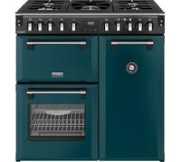 Stoves Richmond DX 90DF 90cm Dual Fuel Range Cooker - Deep Marine - A Rated, Green