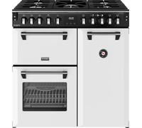 Stoves Richmond DX 90DF 90cm Dual Fuel Range Cooker with Gas Hob - Ice White - A Rated, White