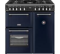 Stoves Richmond DX 90DF 90cm Dual Fuel Range Cooker with Gas Hob - Midnight Blue - A Rated, Blue