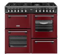 Stoves Richmond Deluxe 100DF 100cm Dual Fuel Range Cooker with Gas Hob - Garnet Red - A Rated, Red