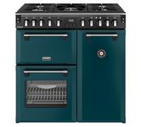 Stoves Richmond DX 90DF 90cm Dual Fuel Range Cooker with Gas Hob - Deep Marine - A Rated, Green