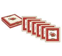 Stow Green Christmas Red Robins set of 6 cork backed coasters