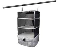 Stow-N-Go Small Travel Luggage Organizer and Packing Cube Space Saver. Hanging Shelves and Laundry Storage Slot Save Room In Suitcase, Reduce Wrinkles. Never Unpack Again (Light Gray, Small)