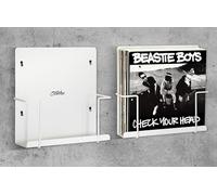 STOWAX Vinyl Display Holder 2pk - Matte White Record Shelf - Wall Mount - Fits 30 LP's - Minimalist Steel Shelves - Organizer Stand - Frame Album Art