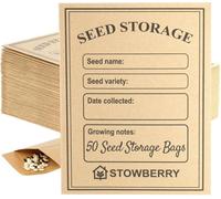 STOWBERRY 50 Seed Envelopes Small Brown Paper Packets Ideal For Seed Saving Collecting Gardening And Organising Seeds
