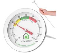 Stowberry Compost Thermometer 500mm Stainless Steel Soil Temperature Gauge With 50mm Dial
