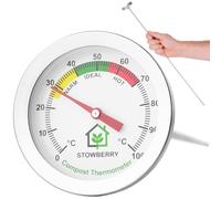 STOWBERRY Compost Thermometer 500mm - Stainless Steel Soil Temperature Gauge with 50mm Dial - Long Probe Thermometer for Garden, Backyard, and Home Composting