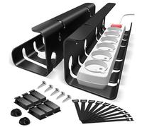 StowBin 2-Pack Under Desk Cable Management Trays with Clamp Mounts