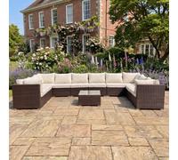 Stowe - 10 Seat Large U-Shape Modular Set In Cream On Brown