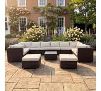 Stowe - 12 Seat Large U-Shape Modular Set In Cream On Brown