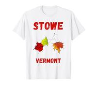 Stowe Autumn Leaf Fall Foliage US Flag Vermont Souvenir T-Shirt