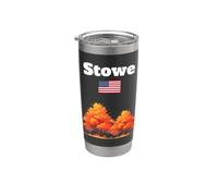 Stowe Autumn Trees Fall Foliage US Flag Vermont Souvenir Stainless Steel Insulated Tumbler