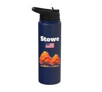 Stowe Autumn Trees Fall Foliage US Flag Vermont Souvenir Stainless Steel Insulated Water Bottle