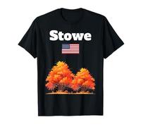 Stowe Autumn Trees Fall Foliage US Flag Vermont Souvenir T-Shirt