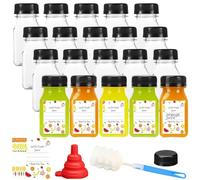 Stowetry 20 Pcs 120ml/4oz Small Plastic Juice Bottles with Black Lids,Empty Reusable Water Bottle,Clear Bulk Drink Containers for Fridge Drinks,Juices,Smoothies and Other Homemade Beverages