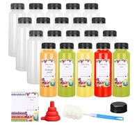 Stowetry 20 Pcs 250ml/8oz Plastic Juice Bottles with Black Lids,Empty Reusable Water Bottle,Round Clear Bulk Drink Containers for Drinks,Juices,Smoothies and Other Homemade Beverages