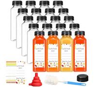 Stowetry 20 Pcs 400ml/13.6oz Plastic Juice Bottles with Evident Lids,Empty Reusable Water Bottle,Clear Bulk Drink Containers for Fridge Drinks,Juices,Smoothies and Other Homemade Beverages