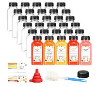 Stowetry 250ml/8oz 30 Pcs Plastic Juice Bottles with Black Lids | Empty Reusable Water Bottle,Clear Bulk Drink Containers, For Fridge Drinks, Juices, Smoothies, Homemade Beverages