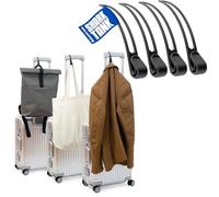 Stowey Travel Hook for Suitcase - Luggage Hook for Bag & Jacket (4 Pack) | Luggage hooks for suitcases hold 10kg. Suitcase hook for jacket, plane travel essentials, travel gadgets for women, black